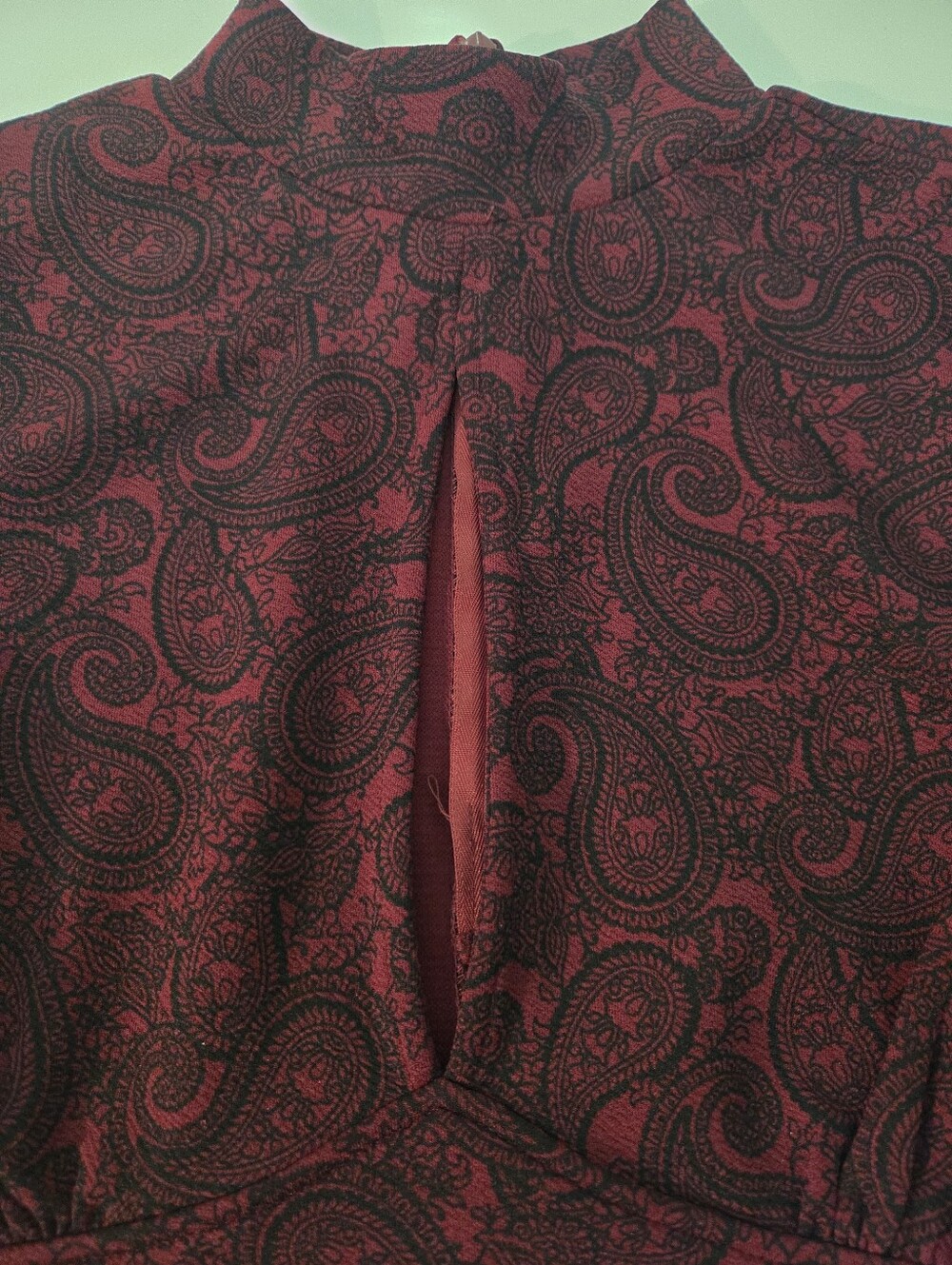 Maroon Paisley Long Sleeve Crop